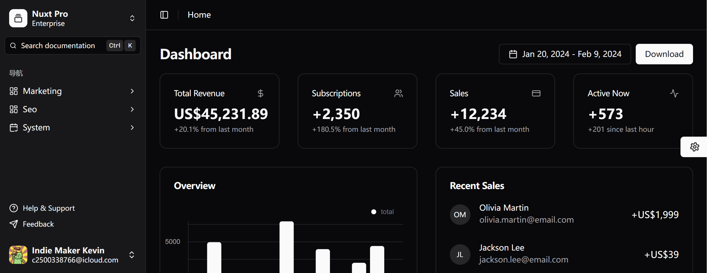 NuxtPro Template Preview